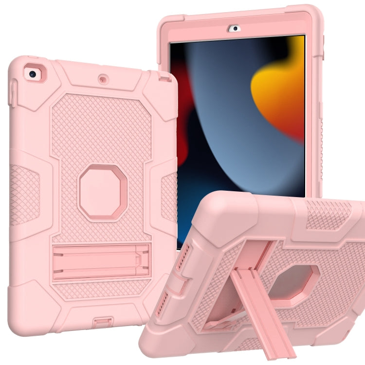 For iPad 10.2 2021 / 2020 / 2019 Contrast Color Robot Shockproof Silicone + PC Protective Case with Holder(Rose Gold) - iPad 10.2 Cases by buy2fix | Online Shopping UK | buy2fix