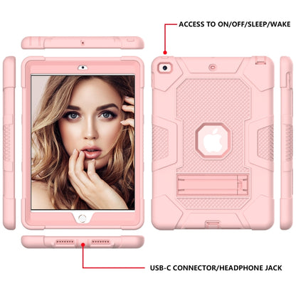 For iPad 10.2 2021 / 2020 / 2019 Contrast Color Robot Shockproof Silicone + PC Protective Case with Holder(Rose Gold) - iPad 10.2 Cases by buy2fix | Online Shopping UK | buy2fix