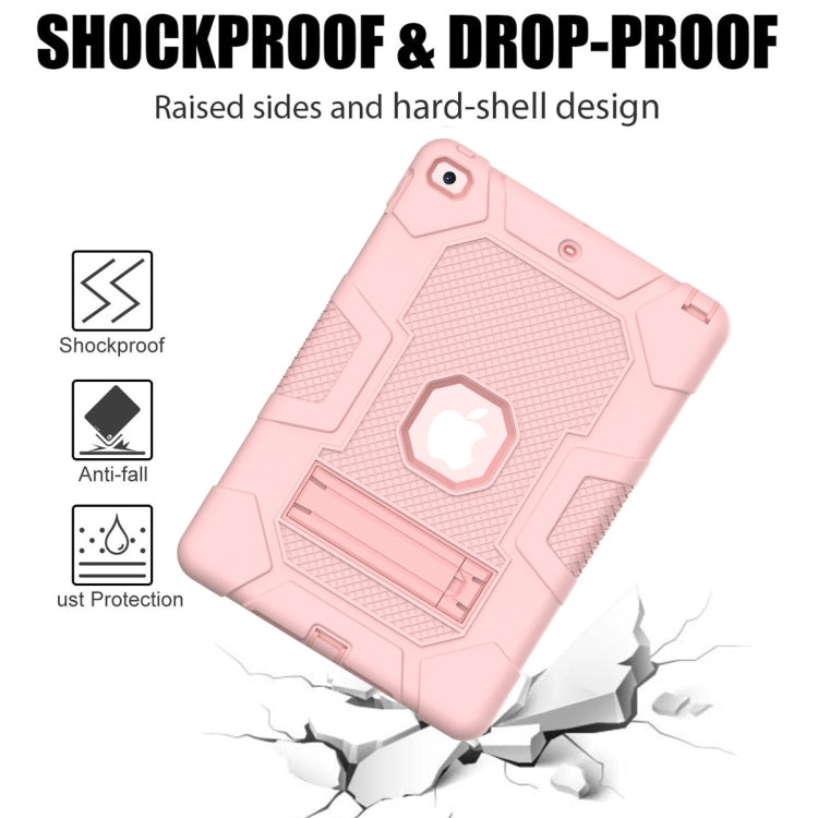 For iPad 10.2 2021 / 2020 / 2019 Contrast Color Robot Shockproof Silicone + PC Protective Case with Holder(Rose Gold) - iPad 10.2 Cases by buy2fix | Online Shopping UK | buy2fix