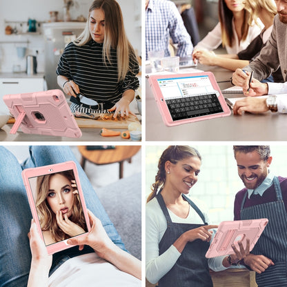 For iPad 10.2 2021 / 2020 / 2019 Contrast Color Robot Shockproof Silicone + PC Protective Case with Holder(Rose Gold) - iPad 10.2 Cases by buy2fix | Online Shopping UK | buy2fix