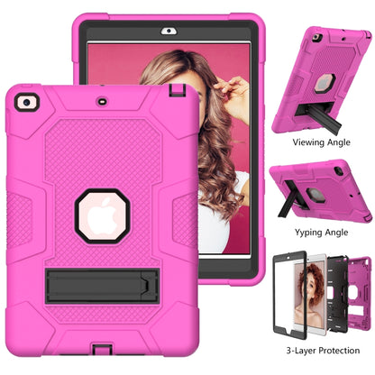 For iPad 10.2 2021 / 2020 / 2019 Contrast Color Robot Shockproof Silicone + PC Protective Case with Holder(Rose Red Black) - iPad 10.2 Cases by buy2fix | Online Shopping UK | buy2fix