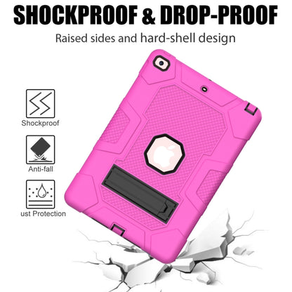For iPad 10.2 2021 / 2020 / 2019 Contrast Color Robot Shockproof Silicone + PC Protective Case with Holder(Rose Red Black) - iPad 10.2 Cases by buy2fix | Online Shopping UK | buy2fix