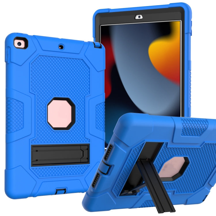 For iPad 10.2 2021 / 2020 / 2019 Contrast Color Robot Shockproof Silicone + PC Protective Case with Holder(Dark Blue Black) - iPad 10.2 Cases by buy2fix | Online Shopping UK | buy2fix