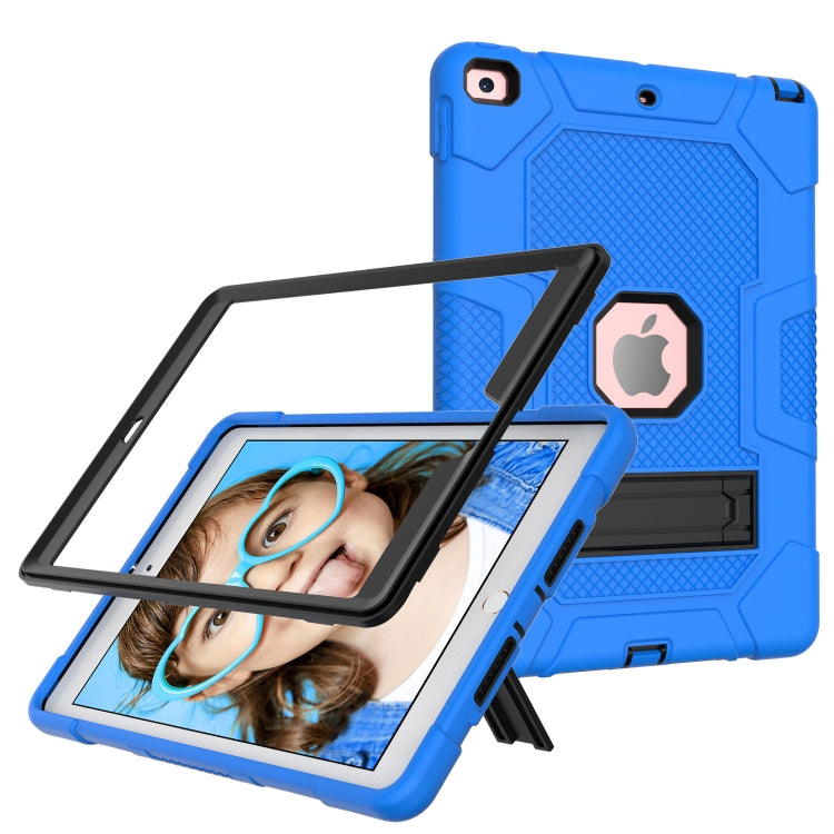 For iPad 10.2 2021 / 2020 / 2019 Contrast Color Robot Shockproof Silicone + PC Protective Case with Holder(Dark Blue Black) - iPad 10.2 Cases by buy2fix | Online Shopping UK | buy2fix