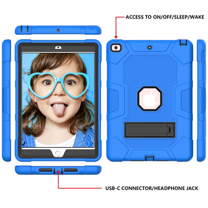 For iPad 10.2 2021 / 2020 / 2019 Contrast Color Robot Shockproof Silicone + PC Protective Case with Holder(Dark Blue Black) - iPad 10.2 Cases by buy2fix | Online Shopping UK | buy2fix