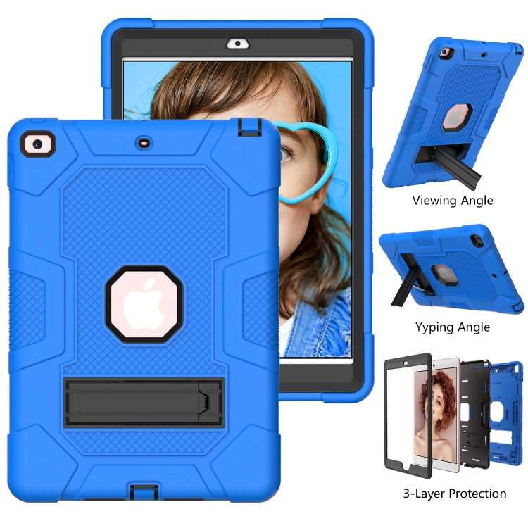 For iPad 10.2 2021 / 2020 / 2019 Contrast Color Robot Shockproof Silicone + PC Protective Case with Holder(Dark Blue Black) - iPad 10.2 Cases by buy2fix | Online Shopping UK | buy2fix