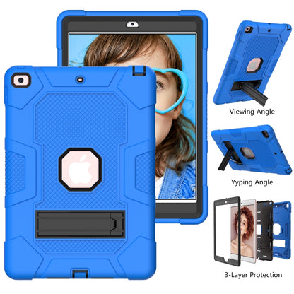 For iPad 10.2 2021 / 2020 / 2019 Contrast Color Robot Shockproof Silicone + PC Protective Case with Holder(Dark Blue Black) - iPad 10.2 Cases by buy2fix | Online Shopping UK | buy2fix