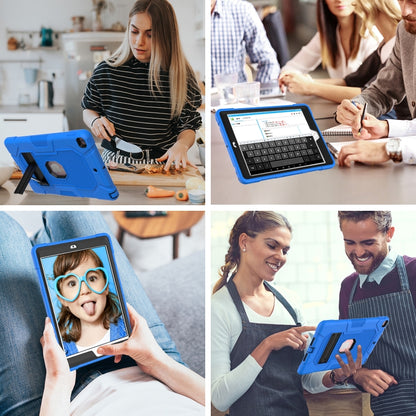 For iPad 10.2 2021 / 2020 / 2019 Contrast Color Robot Shockproof Silicone + PC Protective Case with Holder(Dark Blue Black) - iPad 10.2 Cases by buy2fix | Online Shopping UK | buy2fix