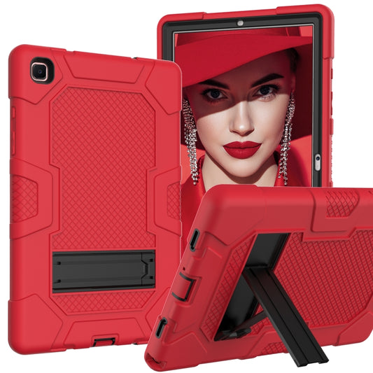 For Samsung Galaxy Tab A7 10.4 (2020) T500 / T505 Contrast Color Robot Shockproof Silicone + PC Protective Case with Holder(Red Black) - Other Galaxy Tab PC by buy2fix | Online Shopping UK | buy2fix