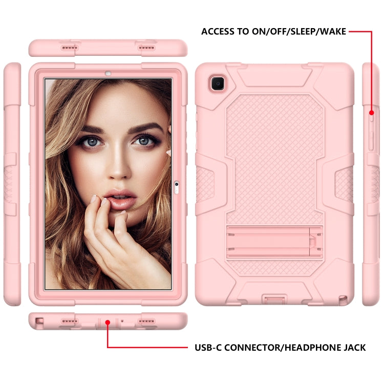 For Samsung Galaxy Tab A7 10.4 (2020) T500 / T505 Contrast Color Robot Shockproof Silicone + PC Protective Case with Holder(Rose Gold) - Other Galaxy Tab PC by buy2fix | Online Shopping UK | buy2fix