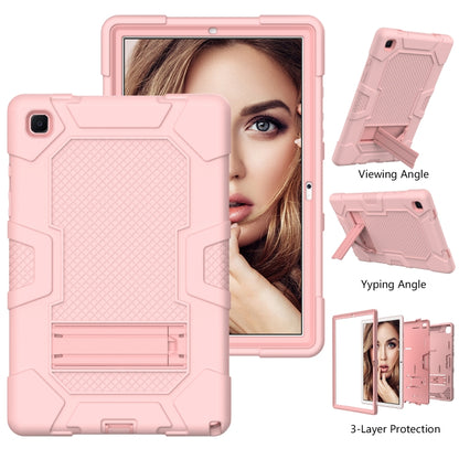 For Samsung Galaxy Tab A7 10.4 (2020) T500 / T505 Contrast Color Robot Shockproof Silicone + PC Protective Case with Holder(Rose Gold) - Other Galaxy Tab PC by buy2fix | Online Shopping UK | buy2fix