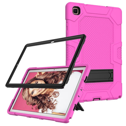 For Samsung Galaxy Tab A7 10.4 (2020) T500 / T505 Contrast Color Robot Shockproof Silicone + PC Protective Case with Holder(Rose Red Black) - Other Galaxy Tab PC by buy2fix | Online Shopping UK | buy2fix