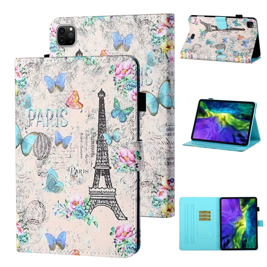 For iPad Pro 11 (2020) / (2018) Coloured Drawing Stitching Horizontal Flip Leather Tablet Case with Holder & Card Slot & Sleep / Wake-up Function(Tower and Butterflies) - iPad Pro 11 (2020) Cases by buy2fix | Online Shopping UK | buy2fix