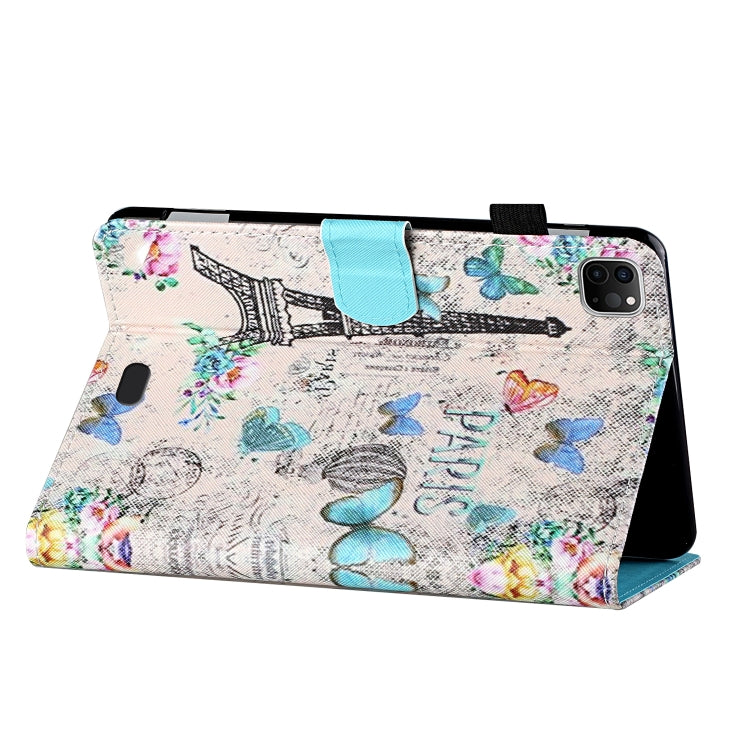 For iPad Pro 11 (2020) / (2018) Coloured Drawing Stitching Horizontal Flip Leather Tablet Case with Holder & Card Slot & Sleep / Wake-up Function(Tower and Butterflies) - iPad Pro 11 (2020) Cases by buy2fix | Online Shopping UK | buy2fix