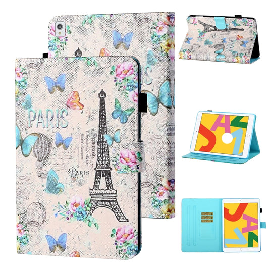 Coloured Drawing Stitching Horizontal Flip Leather Case with Holder & Card Slot & Sleep / Wake-up Function For iPad 10.2 2021 / 2020 / 2019 / Air (2019)(Tower and Butterflies) - iPad 10.2 Cases by buy2fix | Online Shopping UK | buy2fix