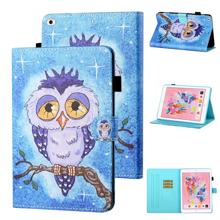 Coloured Drawing Stitching Horizontal Flip Leather Case with Holder & Card Slot & Sleep / Wake-up Function For iPad Air / Air 2 / 9.7 (2017) & (2018)(Blue Owl) - iPad 9.7 (2018) & (2017) Cases by buy2fix | Online Shopping UK | buy2fix