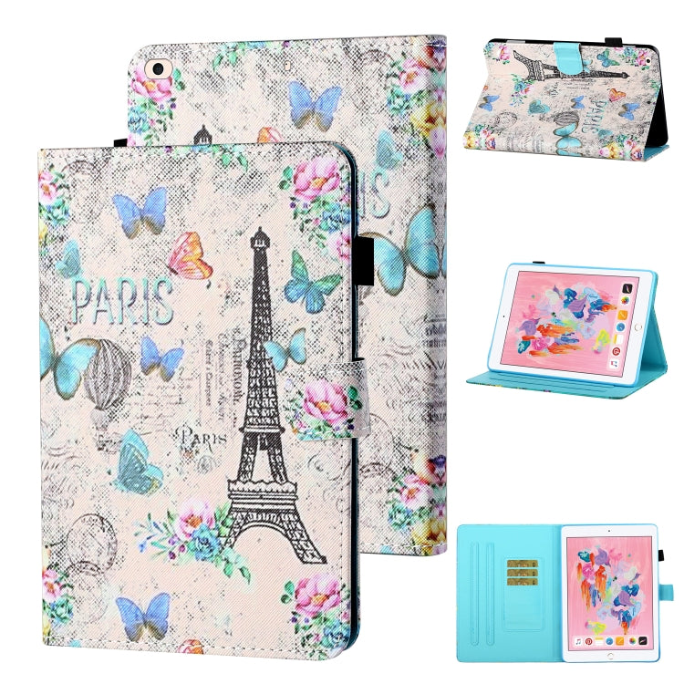 Coloured Drawing Stitching Horizontal Flip Leather Case with Holder & Card Slot & Sleep / Wake-up Function For iPad Air / Air 2 / 9.7 (2017) & (2018)(Tower and Butterflies) - iPad 9.7 (2018) & (2017) Cases by buy2fix | Online Shopping UK | buy2fix