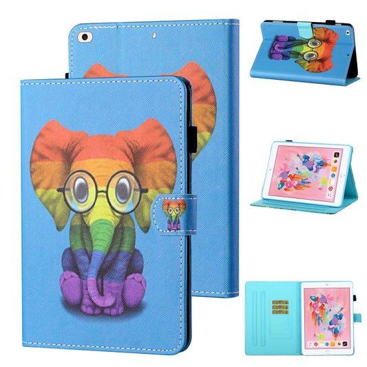 Coloured Drawing Stitching Horizontal Flip Leather Case with Holder & Card Slot & Sleep / Wake-up Function For iPad Air / Air 2 / 9.7 (2017) & (2018)(Colorful Elephant) - iPad 9.7 (2018) & (2017) Cases by buy2fix | Online Shopping UK | buy2fix