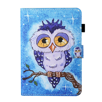 For 7 inch Tablet Universal Coloured Drawing Stitching Horizontal Flip Leather Case with Holder & Card Slot(Blue Owl) - 7 inch by buy2fix | Online Shopping UK | buy2fix