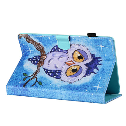 For 7 inch Tablet Universal Coloured Drawing Stitching Horizontal Flip Leather Case with Holder & Card Slot(Blue Owl) - 7 inch by buy2fix | Online Shopping UK | buy2fix