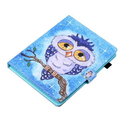 For 7 inch Tablet Universal Coloured Drawing Stitching Horizontal Flip Leather Case with Holder & Card Slot(Blue Owl) - 7 inch by buy2fix | Online Shopping UK | buy2fix