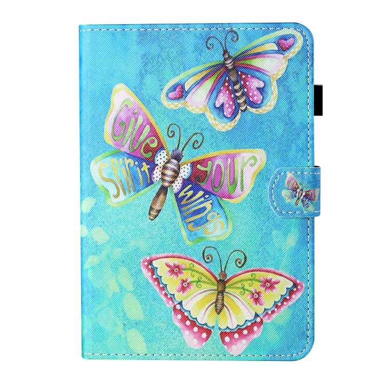 For 7 inch Tablet Universal Coloured Drawing Stitching Horizontal Flip Leather Case with Holder & Card Slot(Colorful Butterflies) - 7 inch by buy2fix | Online Shopping UK | buy2fix