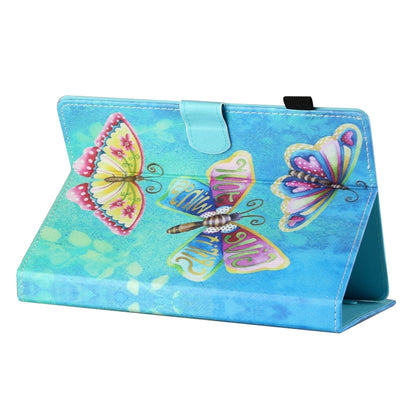 For 7 inch Tablet Universal Coloured Drawing Stitching Horizontal Flip Leather Case with Holder & Card Slot(Colorful Butterflies) - 7 inch by buy2fix | Online Shopping UK | buy2fix