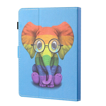 For 8 inch Tablet Universal Coloured Drawing Stitching Horizontal Flip Leather Case with Holder & Card Slot(Colorful Elephant) - 8 inch by buy2fix | Online Shopping UK | buy2fix