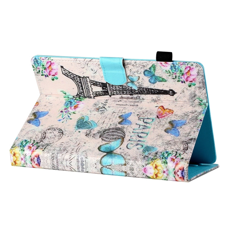 For 10 inch Tablet Universal Coloured Drawing Stitching Horizontal Flip Leather Case with Holder & Card Slot(Tower and Butterflies) - 10 - 11 inch by buy2fix | Online Shopping UK | buy2fix