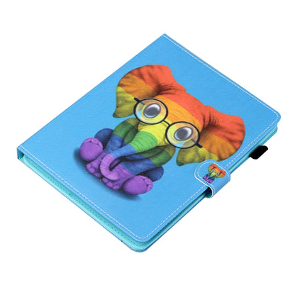 For 10 inch Tablet Universal Coloured Drawing Stitching Horizontal Flip Leather Case with Holder & Card Slot(Colorful Elephant) - 10 - 11 inch by buy2fix | Online Shopping UK | buy2fix
