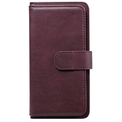 For Google Pixel 4a 4G Multifunctional Magnetic Copper Buckle Horizontal Flip Leather Case with Bracket & 10 Card Slots & Wallet & Photo Frame(Wine Red) - Google Cases by buy2fix | Online Shopping UK | buy2fix