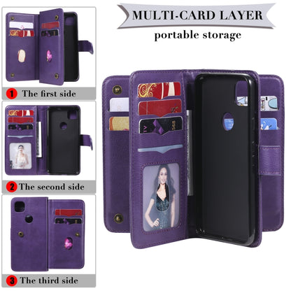 For Google Pixel 4a 4G Multifunctional Magnetic Copper Buckle Horizontal Flip Leather Case with Bracket & 10 Card Slots & Wallet & Photo Frame(Wine Red) - Google Cases by buy2fix | Online Shopping UK | buy2fix