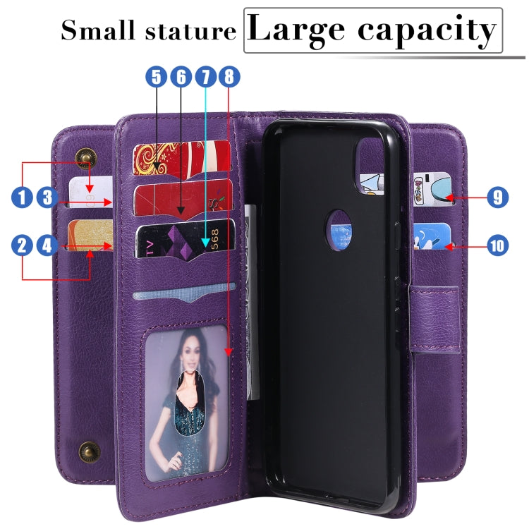 For Google Pixel 4a 4G Multifunctional Magnetic Copper Buckle Horizontal Flip Leather Case with Bracket & 10 Card Slots & Wallet & Photo Frame(Wine Red) - Google Cases by buy2fix | Online Shopping UK | buy2fix