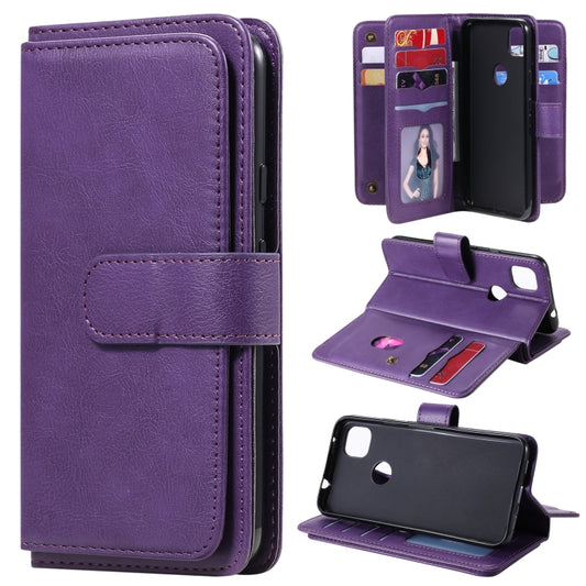 For Google Pixel 4a 4G Multifunctional Magnetic Copper Buckle Horizontal Flip Leather Case with Bracket & 10 Card Slots & Wallet & Photo Frame(Purple) - Google Cases by buy2fix | Online Shopping UK | buy2fix