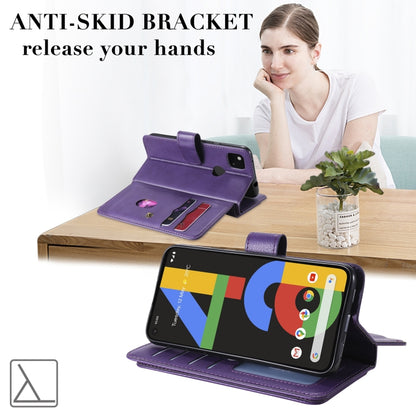 For Google Pixel 4a 4G Multifunctional Magnetic Copper Buckle Horizontal Flip Leather Case with Bracket & 10 Card Slots & Wallet & Photo Frame(Purple) - Google Cases by buy2fix | Online Shopping UK | buy2fix