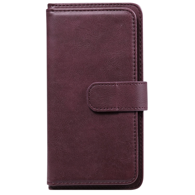 For Google Pixel 5 XL Multifunctional Magnetic Copper Buckle Horizontal Flip Leather Case with Bracket & 10 Card Slots & Wallet & Photo Frame(Wine Red) - Google Cases by buy2fix | Online Shopping UK | buy2fix