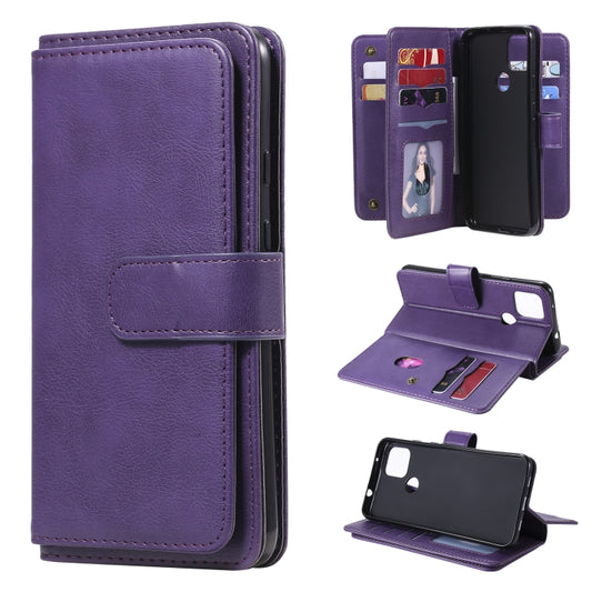For Google Pixel 5 XL Multifunctional Magnetic Copper Buckle Horizontal Flip Leather Case with Bracket & 10 Card Slots & Wallet & Photo Frame(Purple) - Google Cases by buy2fix | Online Shopping UK | buy2fix