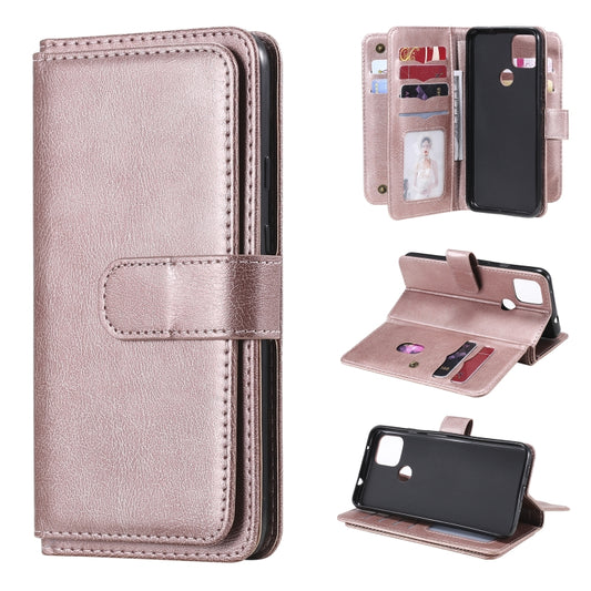 For Google Pixel 5 XL Multifunctional Magnetic Copper Buckle Horizontal Flip Leather Case with Bracket & 10 Card Slots & Wallet & Photo Frame(Rose Gold) - Google Cases by buy2fix | Online Shopping UK | buy2fix
