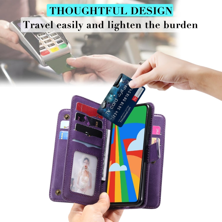 For Google Pixel 5 Multifunctional Magnetic Copper Buckle Horizontal Flip Leather Case with Bracket & 10 Card Slots & Wallet & Photo Frame(Wine Red) - Google Cases by buy2fix | Online Shopping UK | buy2fix