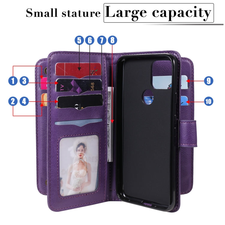 For Google Pixel 5 Multifunctional Magnetic Copper Buckle Horizontal Flip Leather Case with Bracket & 10 Card Slots & Wallet & Photo Frame(Wine Red) - Google Cases by buy2fix | Online Shopping UK | buy2fix