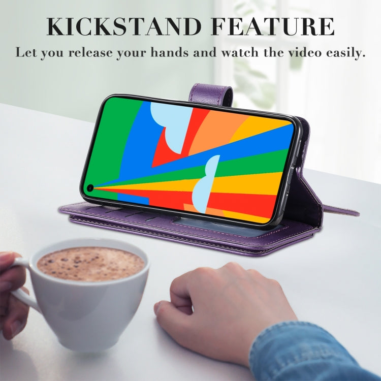 For Google Pixel 5 Multifunctional Magnetic Copper Buckle Horizontal Flip Leather Case with Bracket & 10 Card Slots & Wallet & Photo Frame(Wine Red) - Google Cases by buy2fix | Online Shopping UK | buy2fix