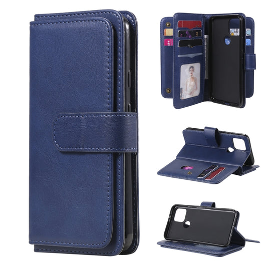 For Google Pixel 5 Multifunctional Magnetic Copper Buckle Horizontal Flip Leather Case with Bracket & 10 Card Slots & Wallet & Photo Frame(Dark Blue) - Google Cases by buy2fix | Online Shopping UK | buy2fix