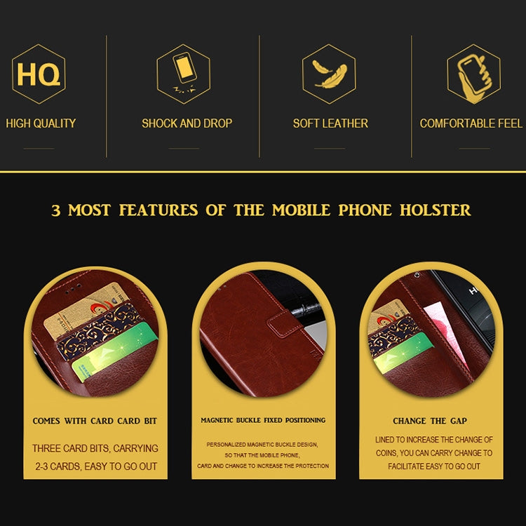 For Fujitsu Arrows RX idewei Crazy Horse Texture Horizontal Flip Leather Case with Holder & Card Slots & Wallet(Brown) - More Brand by idewei | Online Shopping UK | buy2fix