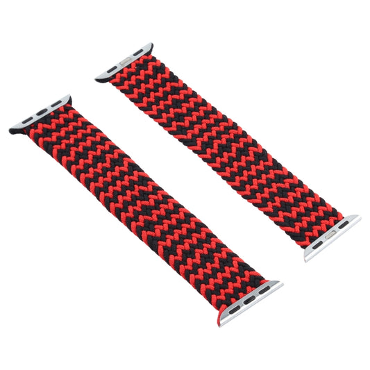 Mixed Color Nylon Braided Single Loop Watch Band For Apple Watch Ultra 49mm&Watch Ultra 2 49mm / Series 9&8&7 45mm / SE 3&SE 2&6&SE&5&4 44mm / 3&2&1 42mm, Size:S(Red Black) by buy2fix