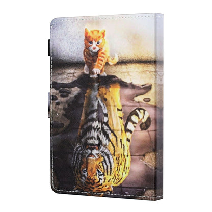 For 7 inch Tablet PC Universal Sewing Thread Horizontal Painted Flat Leather Case with Pen Cover & Anti Skid Strip & Card Slot & Holder(Cat And Tiger) - 7 inch by buy2fix | Online Shopping UK | buy2fix