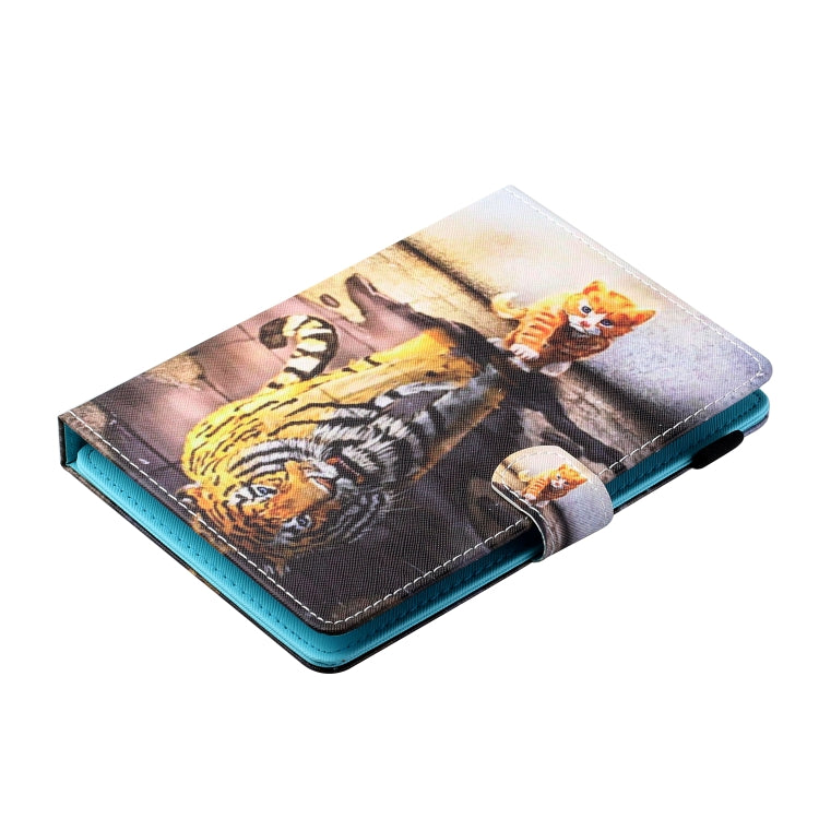For 7 inch Tablet PC Universal Sewing Thread Horizontal Painted Flat Leather Case with Pen Cover & Anti Skid Strip & Card Slot & Holder(Cat And Tiger) - 7 inch by buy2fix | Online Shopping UK | buy2fix