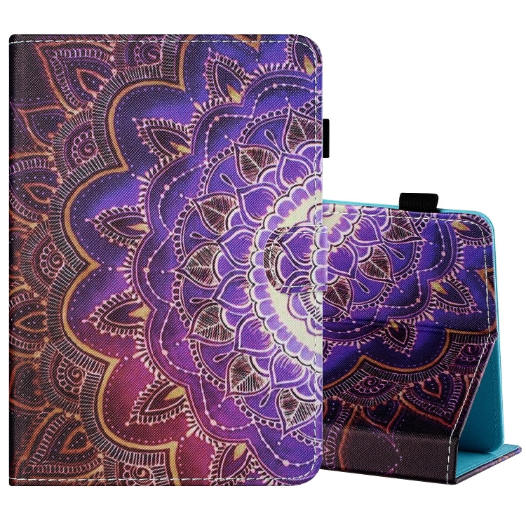 For 7 inch Tablet PC Universal Sewing Thread Horizontal Painted Flat Leather Case with Pen Cover & Anti Skid Strip & Card Slot & Holder(Datura Flowers) - 7 inch by buy2fix | Online Shopping UK | buy2fix