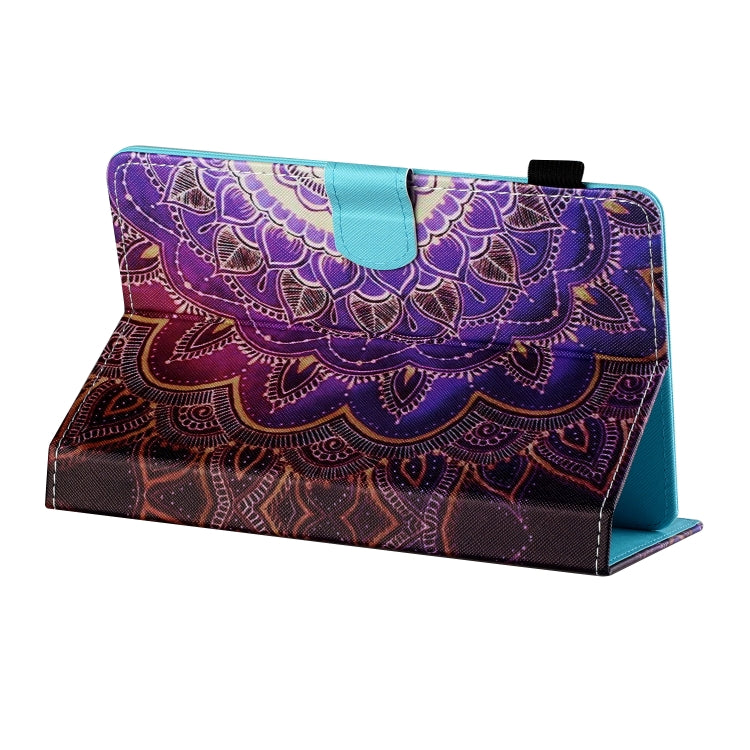 For 7 inch Tablet PC Universal Sewing Thread Horizontal Painted Flat Leather Case with Pen Cover & Anti Skid Strip & Card Slot & Holder(Datura Flowers) - 7 inch by buy2fix | Online Shopping UK | buy2fix