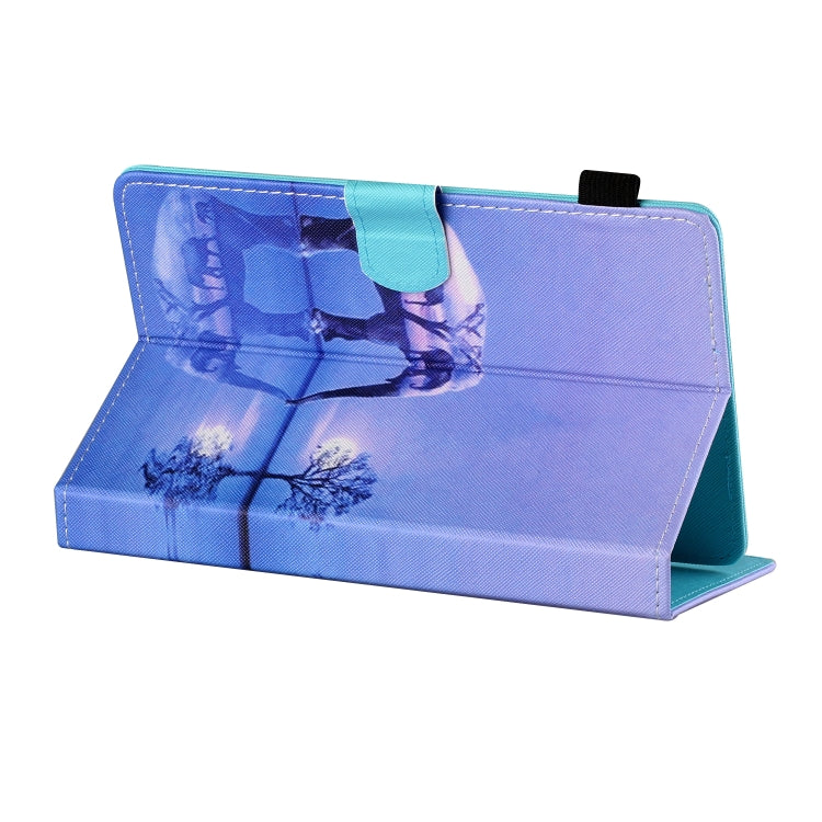 For 7 inch Tablet PC Universal Sewing Thread Horizontal Painted Flat Leather Case with Pen Cover & Anti Skid Strip & Card Slot & Holder(Tree And Elephant) - 7 inch by buy2fix | Online Shopping UK | buy2fix