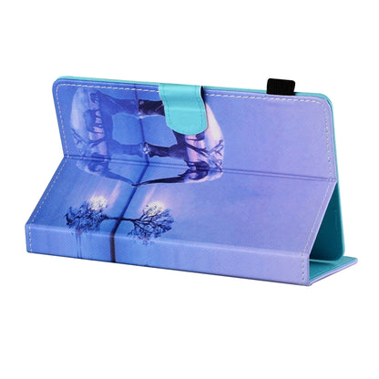 For 7 inch Tablet PC Universal Sewing Thread Horizontal Painted Flat Leather Case with Pen Cover & Anti Skid Strip & Card Slot & Holder(Tree And Elephant) - 7 inch by buy2fix | Online Shopping UK | buy2fix